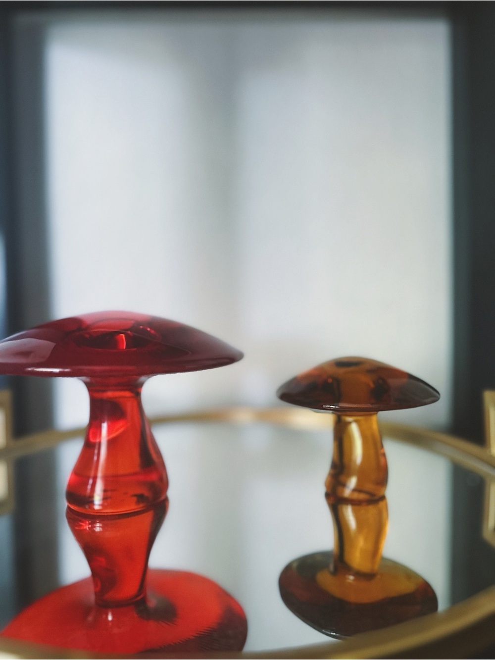Vintage Amberina Art Glass Mushroom PapperweightMid-Century Modern Viking style - Picture 7 of 9